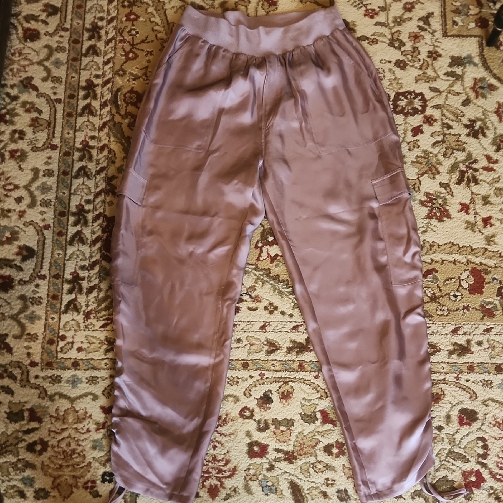 Cinq a Sept Women's Satin Jogger Pants in Mauve Sz M